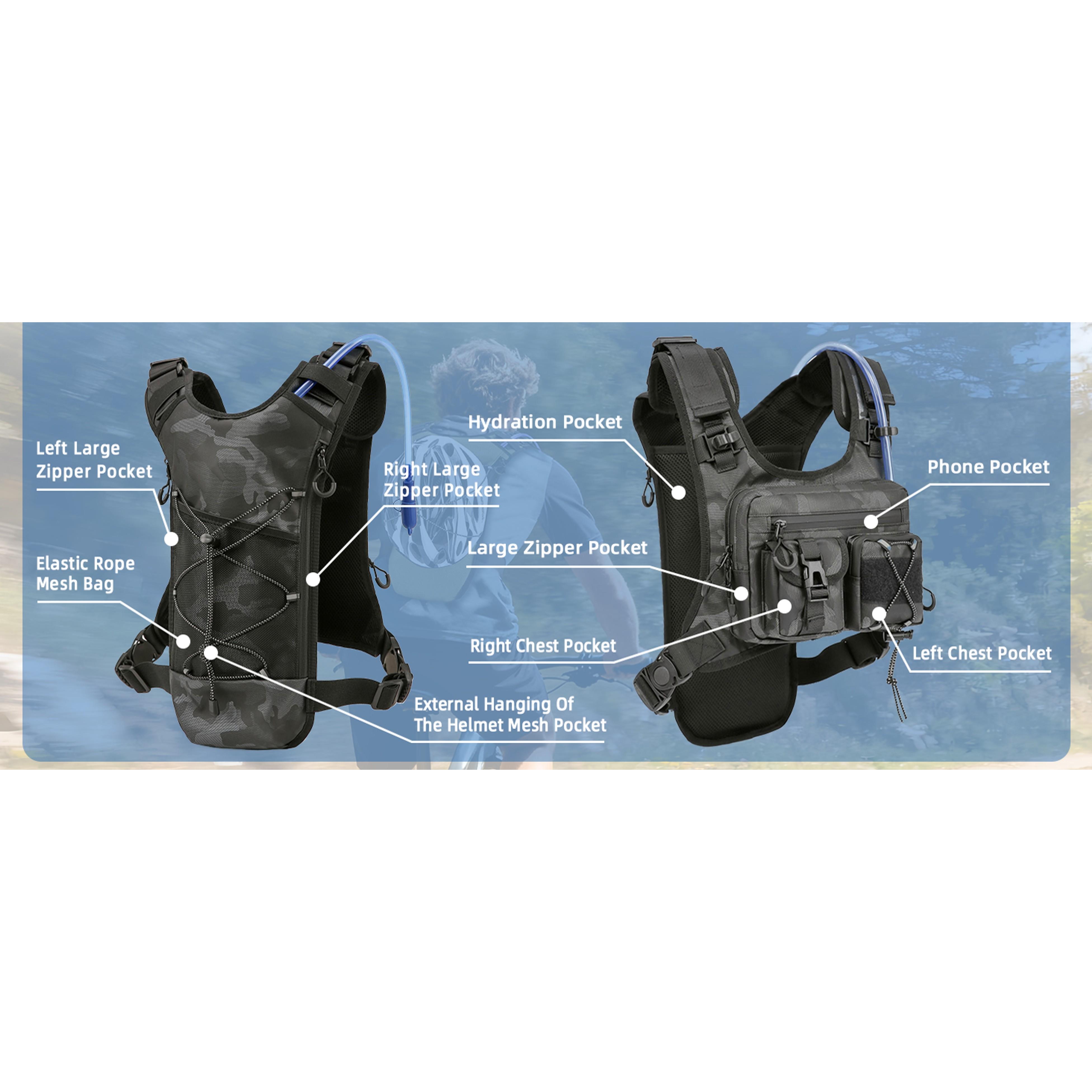 USA Patent Running Hydration Vest Backpack, Lightweight Chest Daypack with 2.0L Water Bladder Bag for Hiking, Running, Cycling for Men, Women USA Patent Running Hydration Vest Backpack, Lightweight Chest Daypack with 2.0L Water Bladder Bag for Hiking, Running, Cycling for Men, Women