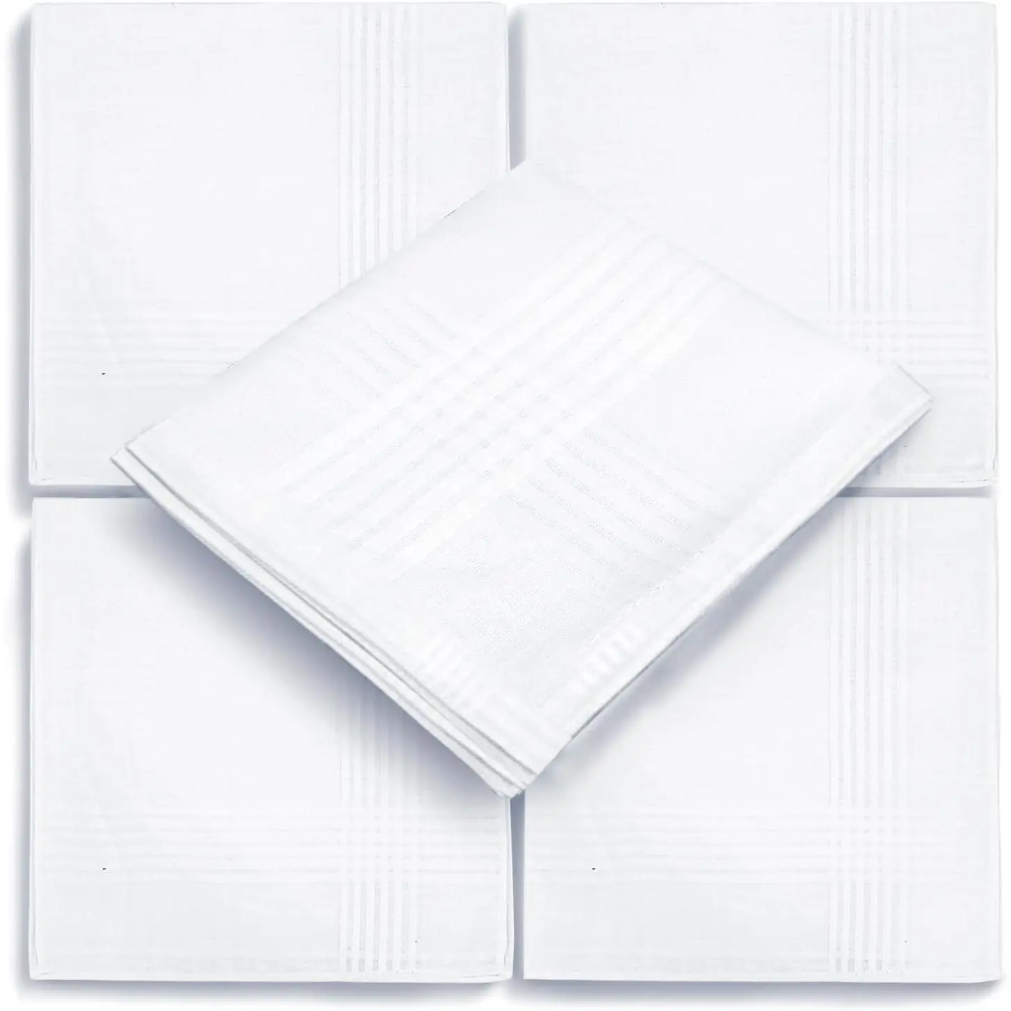 5 Pack Men's 100% Soft Cotton Handkerchiefs, 16x16 Inch, White, Classic Pocket Hankies, Bulk PackGift
