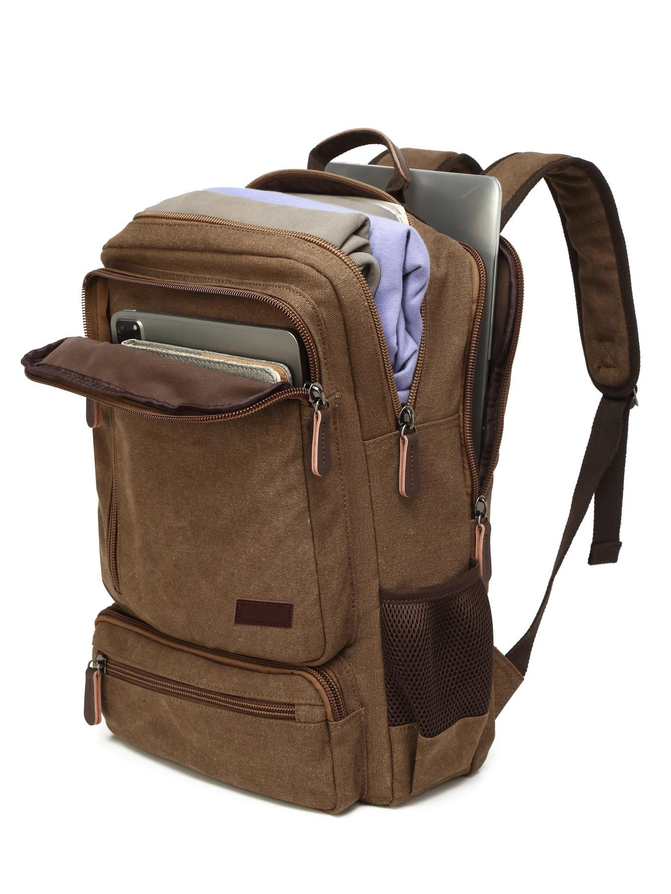 Canvas, Large Capacity, Multiple Pockets, Durable Design, Suitable for Students and Daily Use, Casual Style, Backpack for School