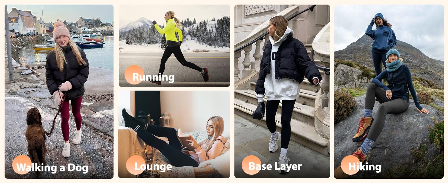sportsFleece Lined Leggings Women - Winter Thermal Warm Thick Lining Pants