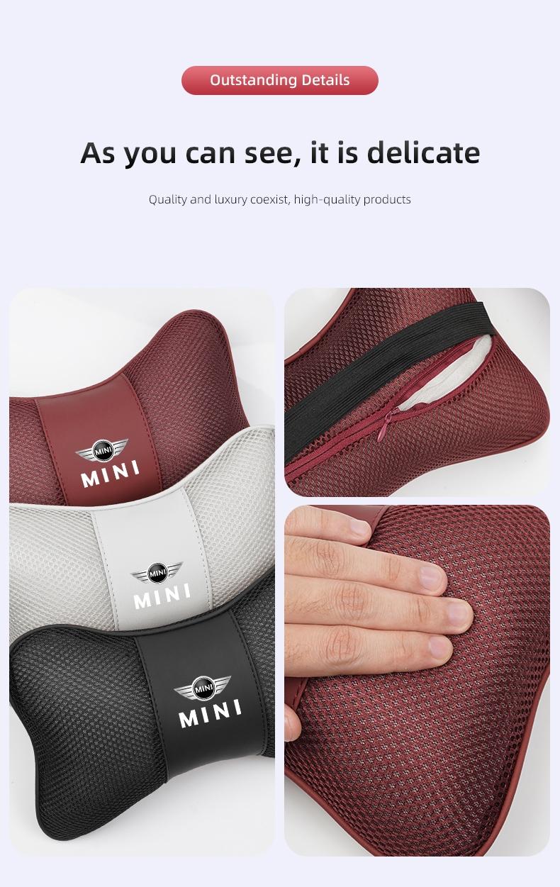 1Pcs Car Seat Headrest Ice Silk Neck Pillow Support Soft Pad For MINI One Cooper JCW Countryman Clubman Cabrio Paceman Coupe Roadster Clubvan