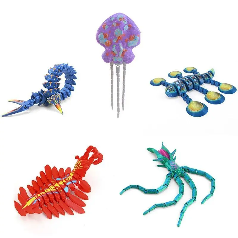 2026 New hot item 2pcs/set Posable Deep Sea Leviathan Figure Flexi Articulated Sea Monster Model Movable Tentacle Ocean Fidget Stress Relief Toy