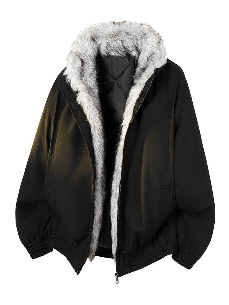 2026 New Men Fleece Lined Jacket, Thick Quilted Liner Warm Bomber Coat with Fluffy Faux Fur Collar, Elastic Cuff Windproof Zip Up Outerwear, Fashion Casual Male Winter Streetwear Jacket for Daily Commute Outdoor Activities Daily Wear Daily Travel