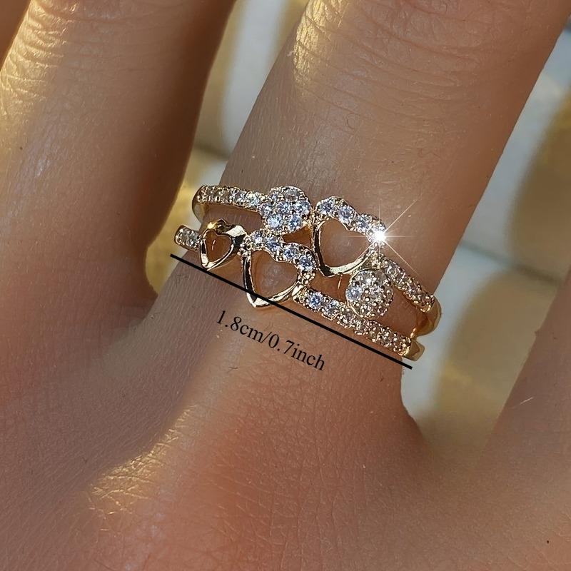 Elegant heart-set white cubic zirconia women's ring, suitable for daily wear and party occasions, a perfect jewelry gift for women