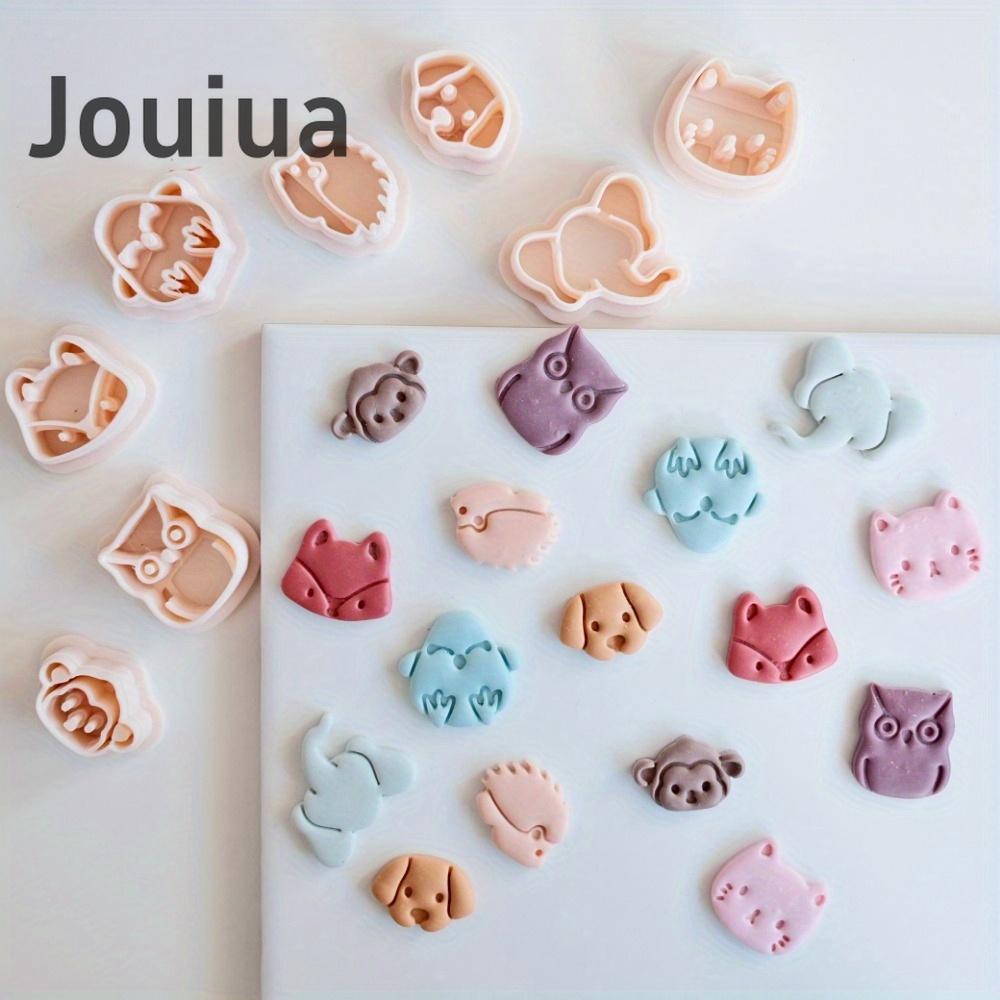 8pcs Mini Cat Dog Owl Monkey Fox Elephant Hedgehog Clay Cutter Set Animal-Themed Polymer Clay Cutters, Plastic Craft Molds for DIY Jewelry Making