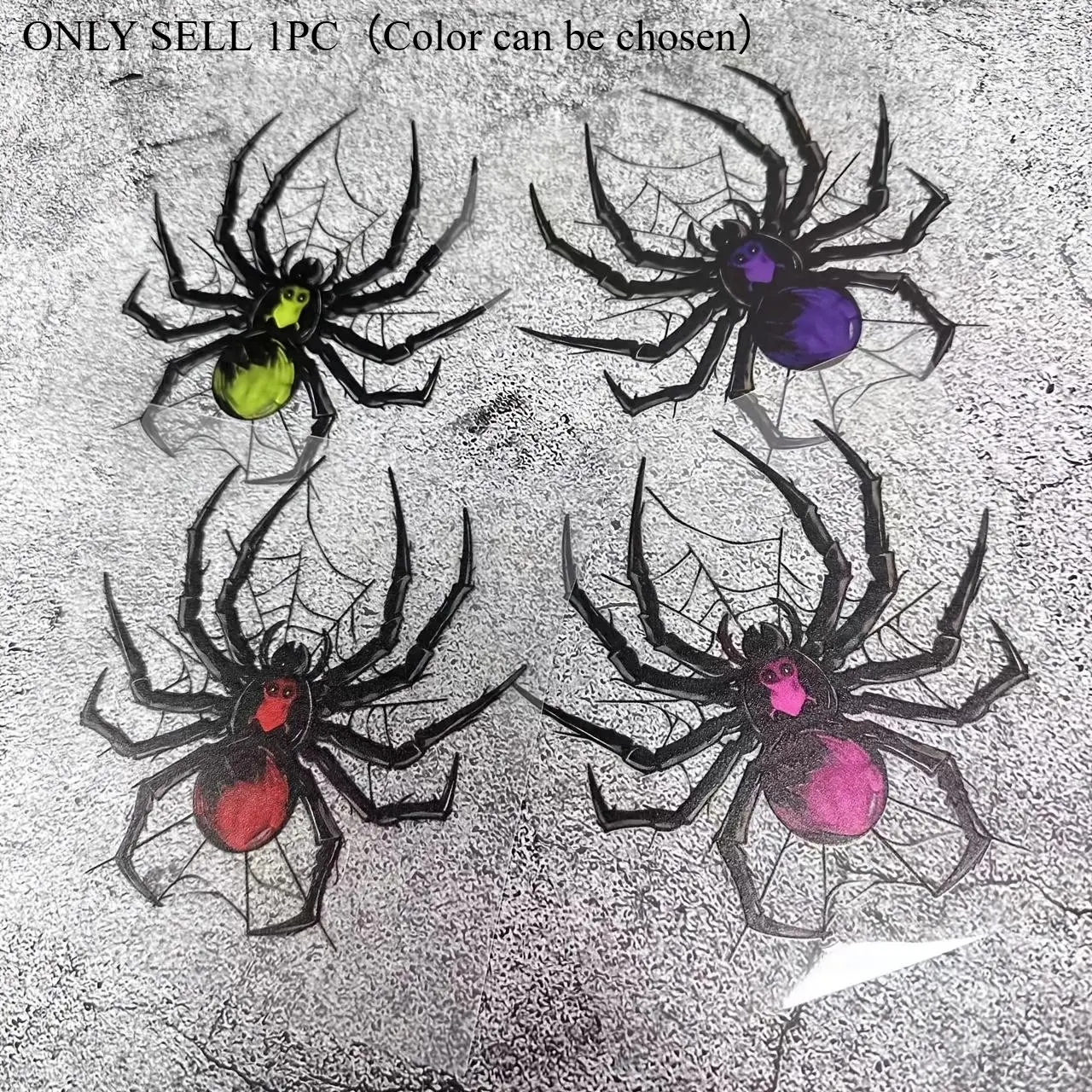 1PC Exclusive Dark Community Halloween Spider Sticker, Multi-color Simulated Venomous Spider Personalized Body Decal, Suitable for Cars, Motorcycles, Skate Helmets, Waterproof & Scratch-resistant Creative Scratch Cover Sticker
