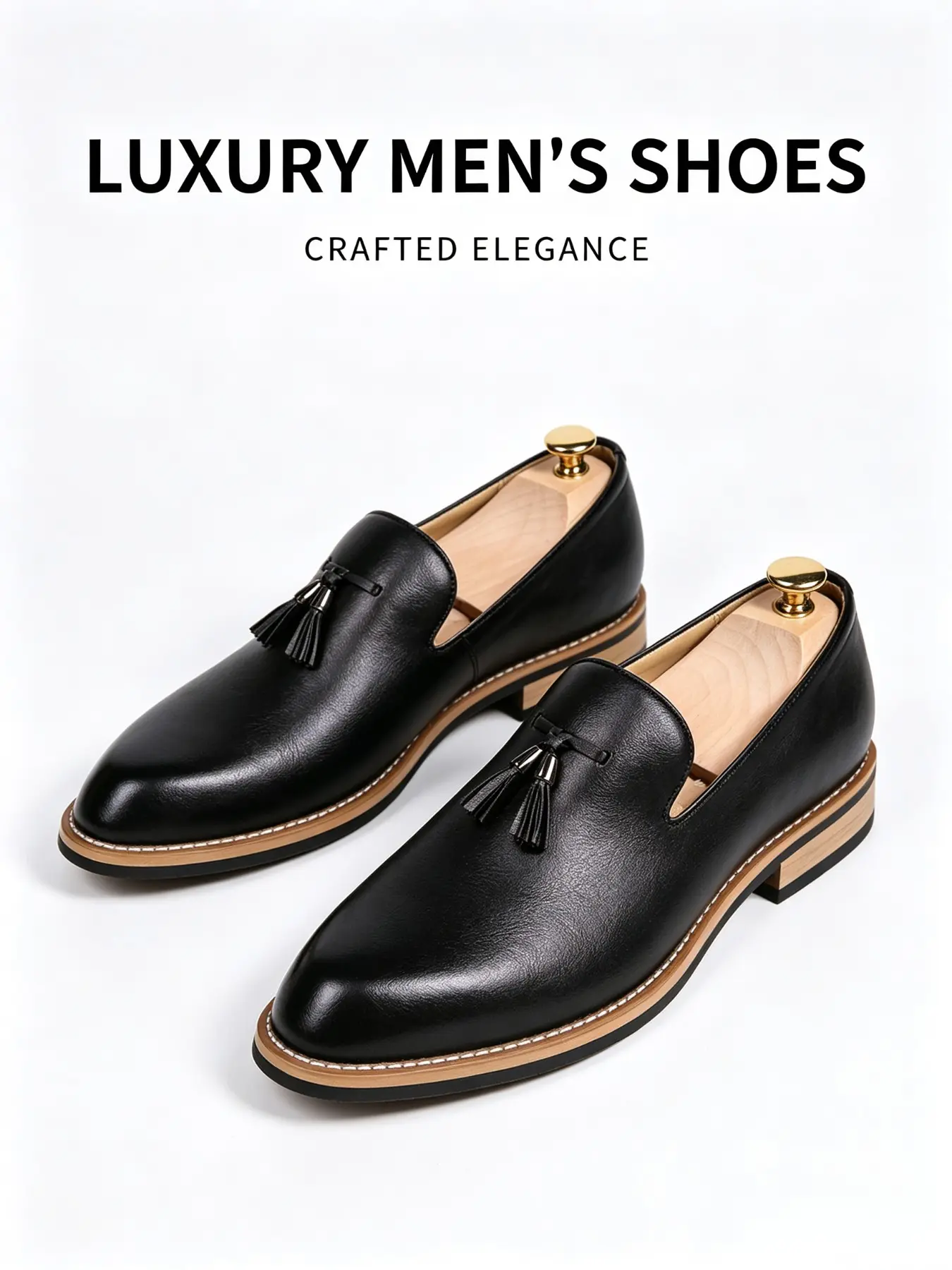 Men's Fashion Tassel Casual Shoes, PU Leather Slip-On Oxford, Business Casual Oxfords, Business Wedding Party Dress Shoes, British Style, All-Season Comfort