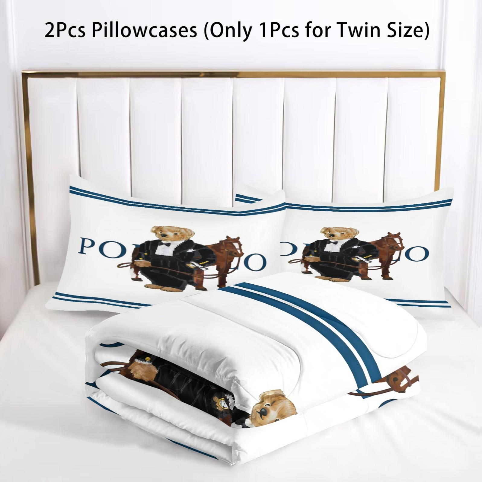 Bear Pattern Comforter Set Quilt, Soft And Durable Bedding Set, Includes 1 Comforter And 1 Or 2 Pillowcases, Daily Holiday Birthday Gift Bedroom Decoration For Children And Adults