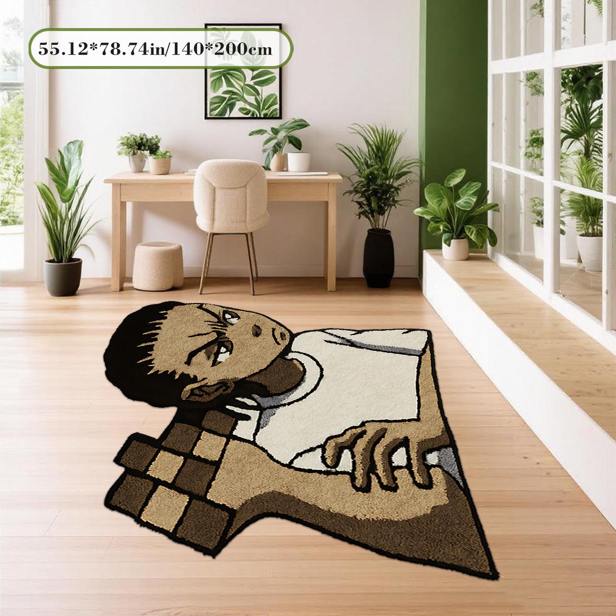 Irregular Printed Rug Velvet soft and comfortable patterned printed carpet, suitable for multiple scenarios, available in various sizes, soft and non-shedding Cartoon Pattern Rug