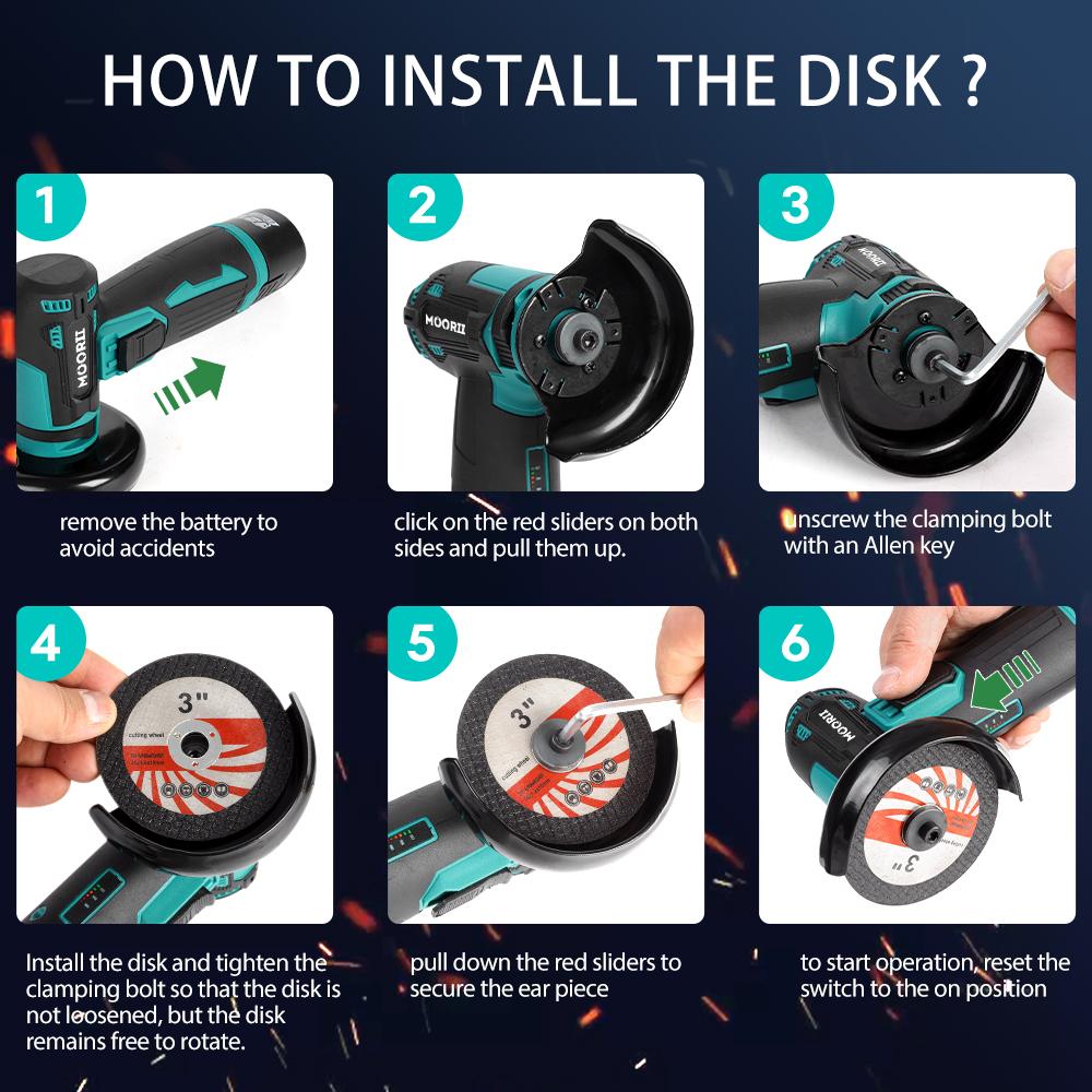 12V Mini Angle Grinder Rechargeable Grinding Tool Polishing Grinding Machine For Cutting Diamond Cordless Power Tools