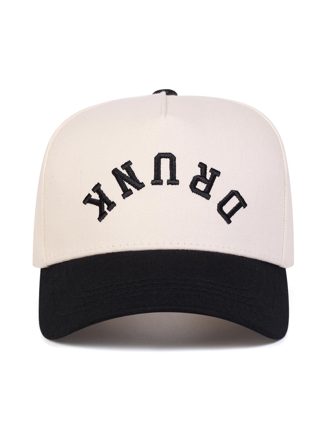 Unisex Drunk Letter Embroidered Baseball Cap, Adjustable Outdoor Sun Protection Hat, Casual Fitted Woven Fabric for Spring & Fall, Adjustable Sunscreen Hat