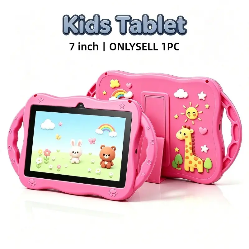 Android 8.1 Education Tablet, 7-Inch HD Screen, 16GB Storage, Dual Cameras, Shockproof Case, Ideal for Kids, Perfect Gift, Learning Tablet