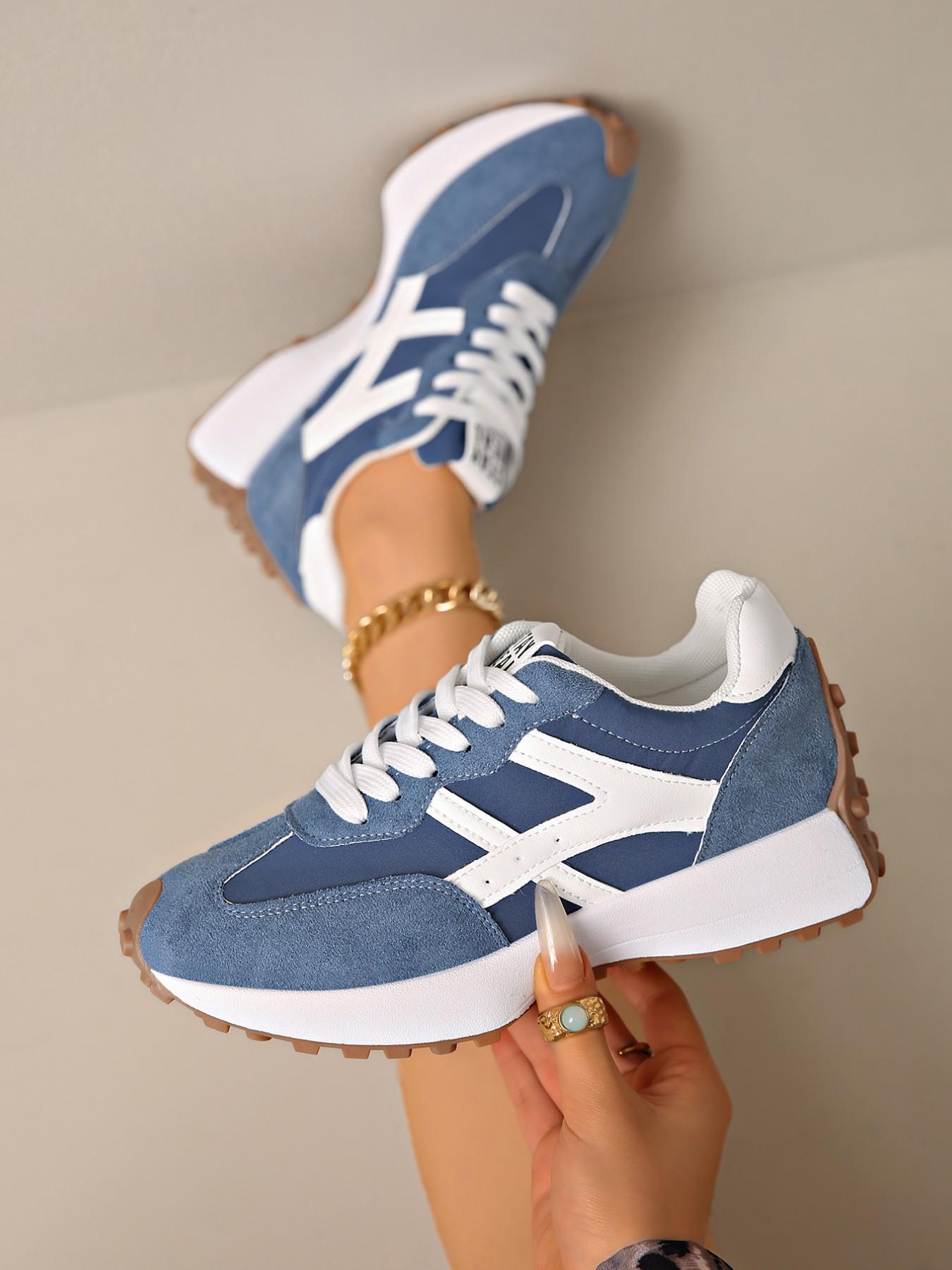 Women's Fashion Colorblock Sports Shoes, Breathable Mesh Sporty Running Shoes, Comfortable Support, Casual Height-Boosting Sneakers, Ideal for Walking and Sports, Trendy Running Shoes