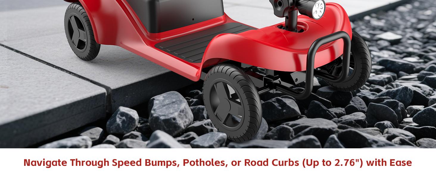 4 Wheel Mobility Scooter for Seniors&Adults- 25 Miles Range, Foldable Powered Electric Wheelchair Device w/600WH Battery,Only 8 lb Weight, Dual Basket, 300 lb Capacity, Compact,Red