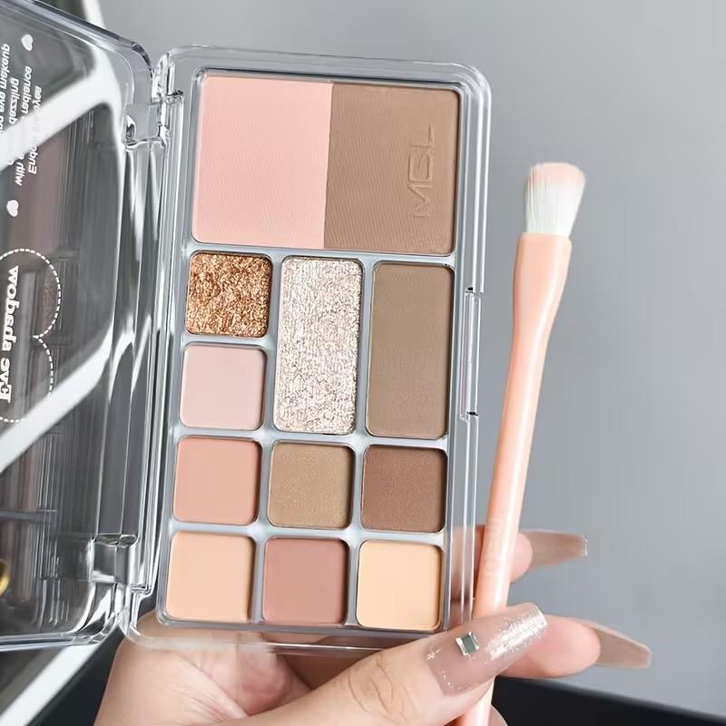 Mgl Bangran Qingxin Dong Twelve-Color Eyeshadow Palette, Multi-Color Series for Daily Light Makeup, Contouring, and Blush, Three-In-One