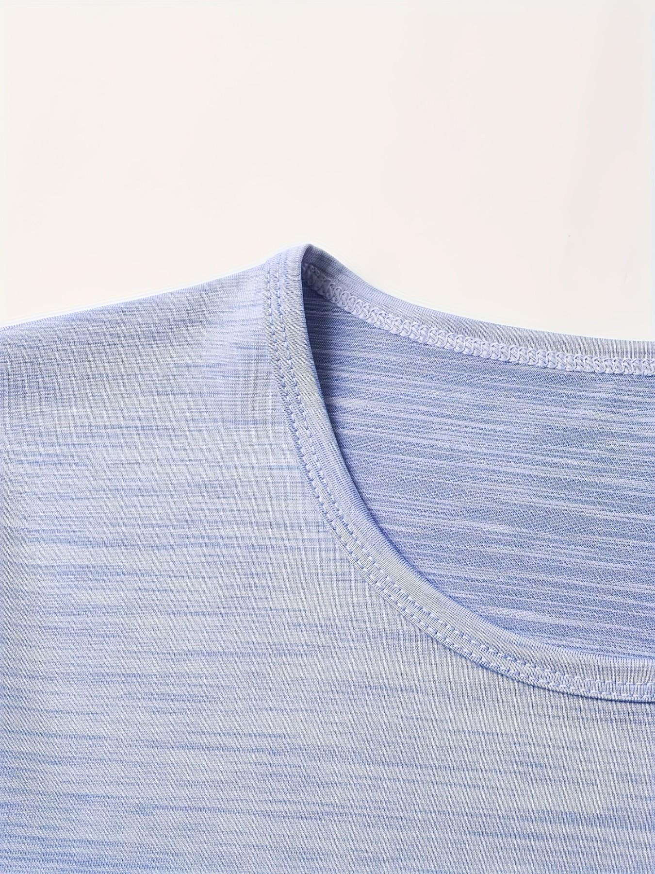 Women's Spring Summer Pure Color Round Neck Moisture-Wicking Breathable Casual Sports T-Shirt, Loose Fit Short Sleeve Tee