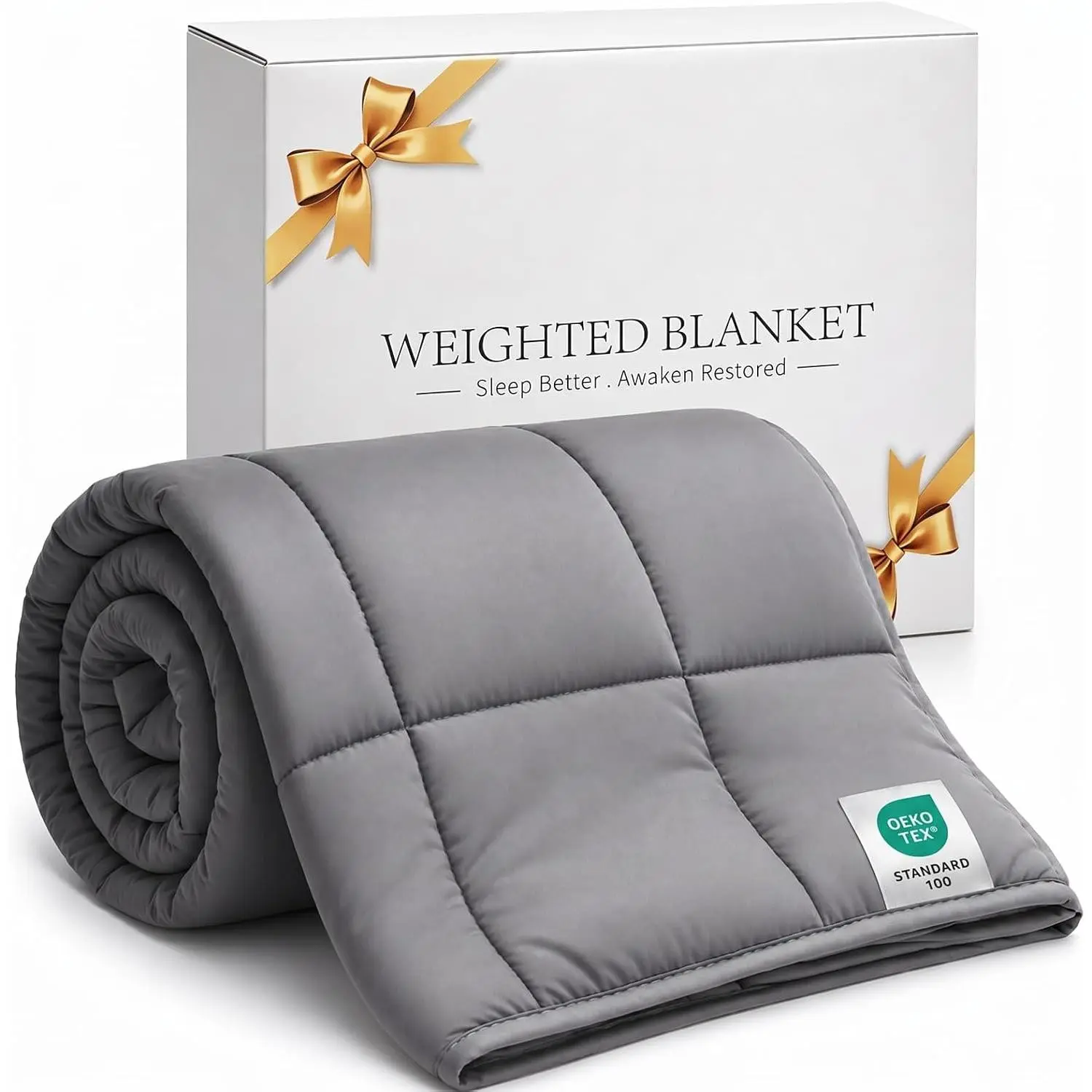 Weighted Blanket 10lbs Twin Size 48"x72" Grey - Soft Cooling Heavy Blanket for Sleeping, Breathable All Season Comfort with Premium Glass Beads, Machine WashableGift