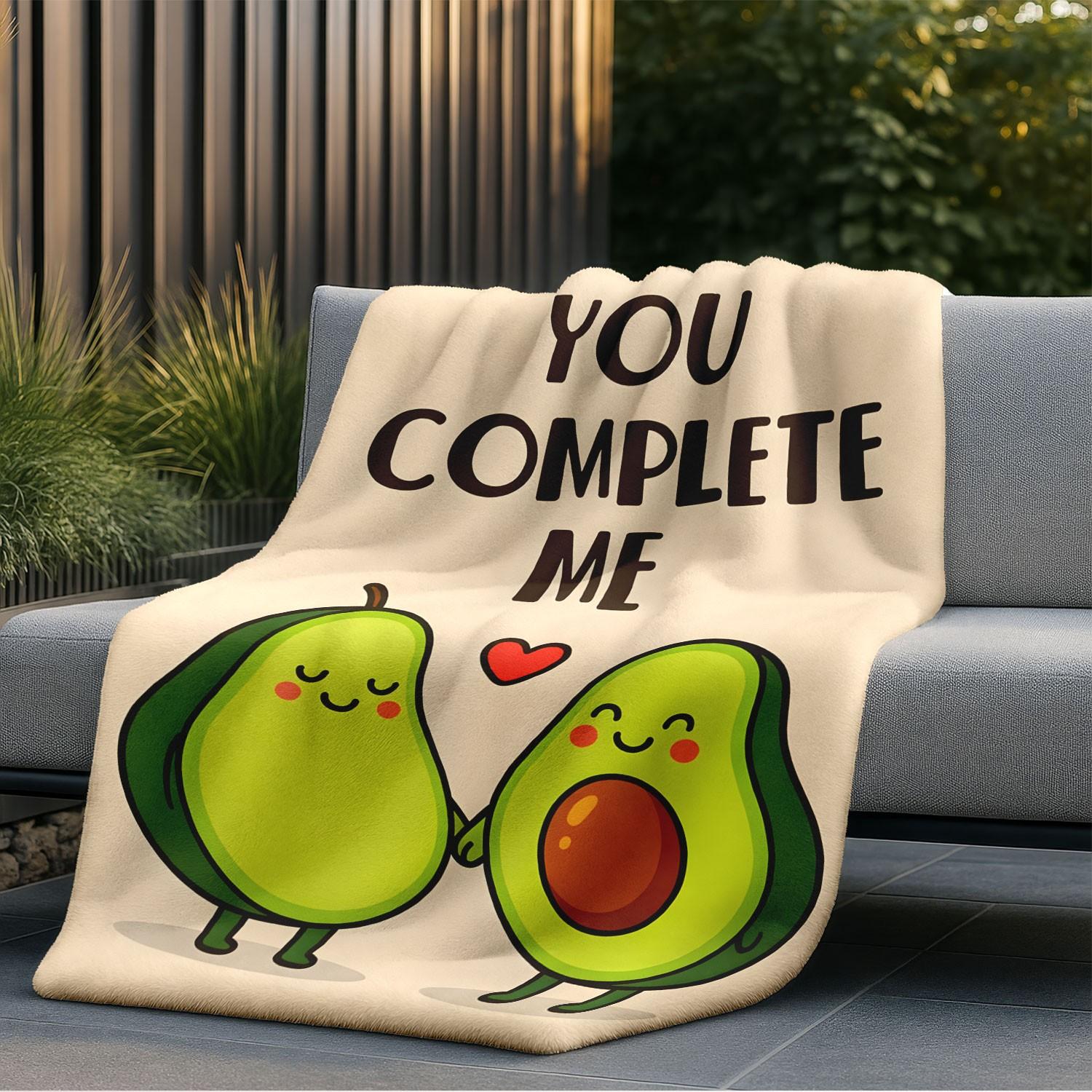 1pc Couple Avocado Flannel Blanket, Fun Novelty Plush Throw, Perfect Anniversary Wedding Valentine's Gift, Soft Romantic Present