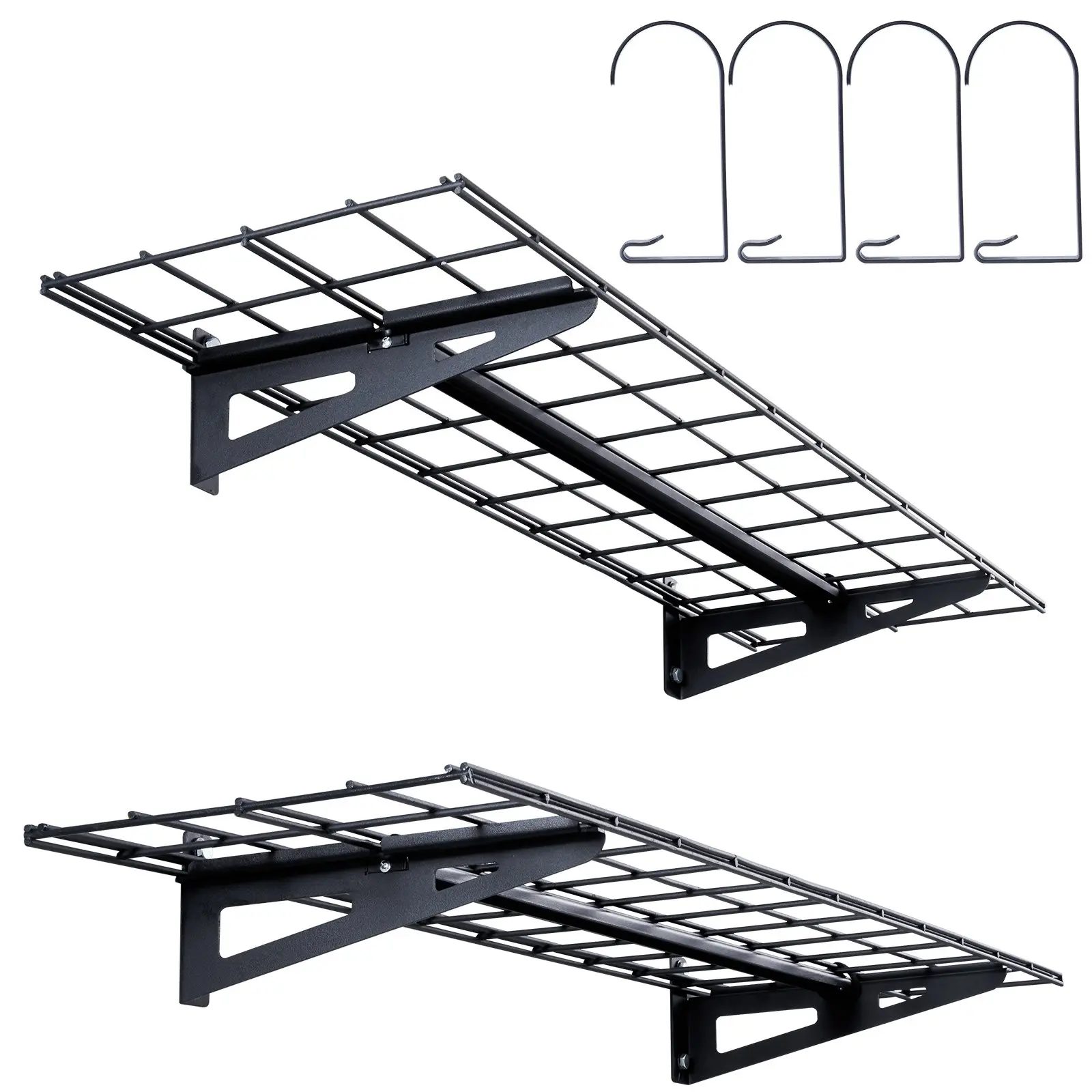 VEVOR Garage Storage Shelving, 2 Pack, 4x 1 ft Heavy Duty Garage Shelves Wall Mounted, 400 lbs Load Capacity(Total) Garage Storage Rack Floating Shelves, Suitable for Shop, Shed, Garage Storage