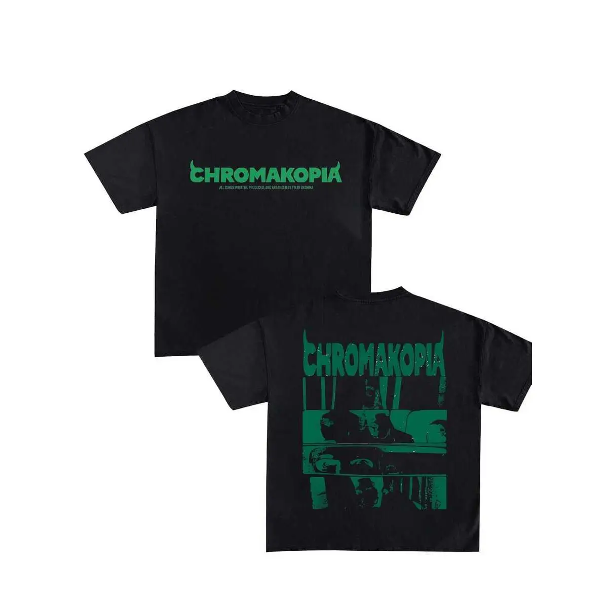 Chromakopia Creative Typography Graphic Tee, Comfortable Casual Short-Sleeve, 220g Cotton Double-Sided Printed T-Shirt