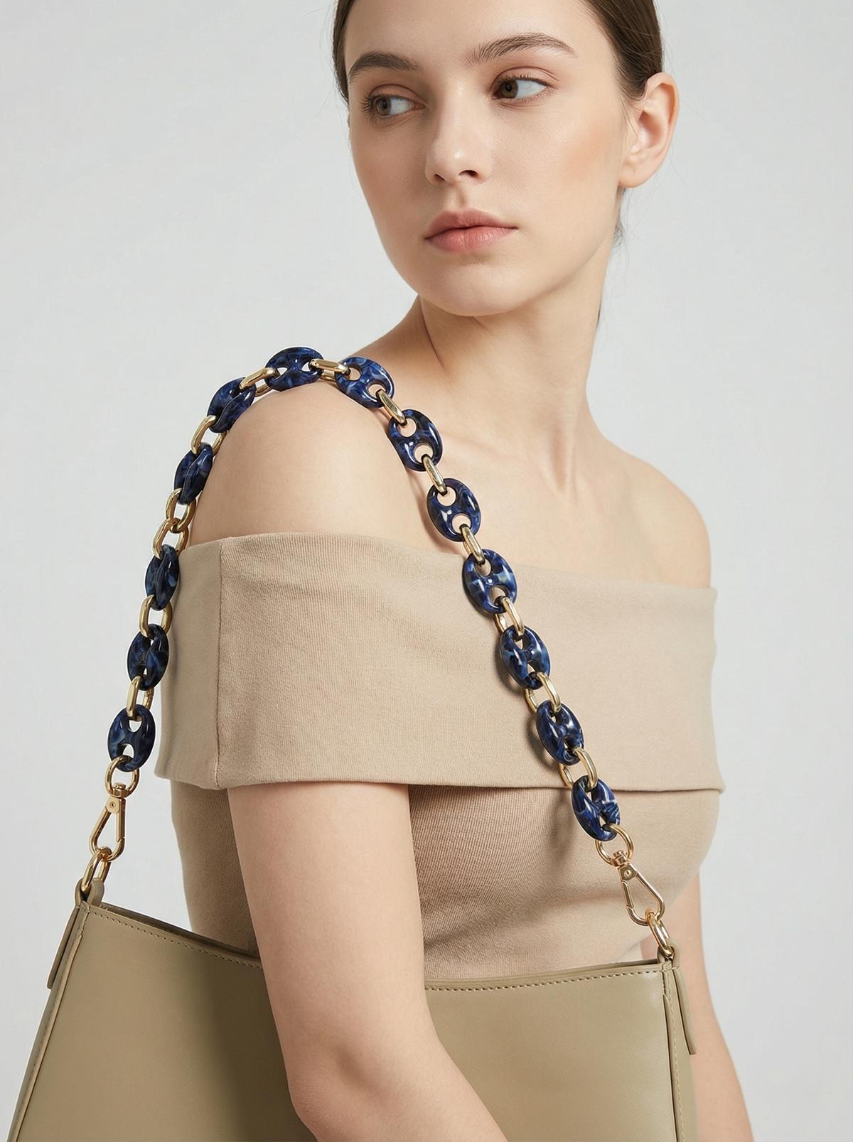 Acrylic Resin Oval Chain Bag Strap Replacement, Tortoiseshell Pattern Decorative Shoulder Chain, Lightweight Purse Strap for Handbags, Crossbody Bags, Tote Bags, Daily Use & Travel