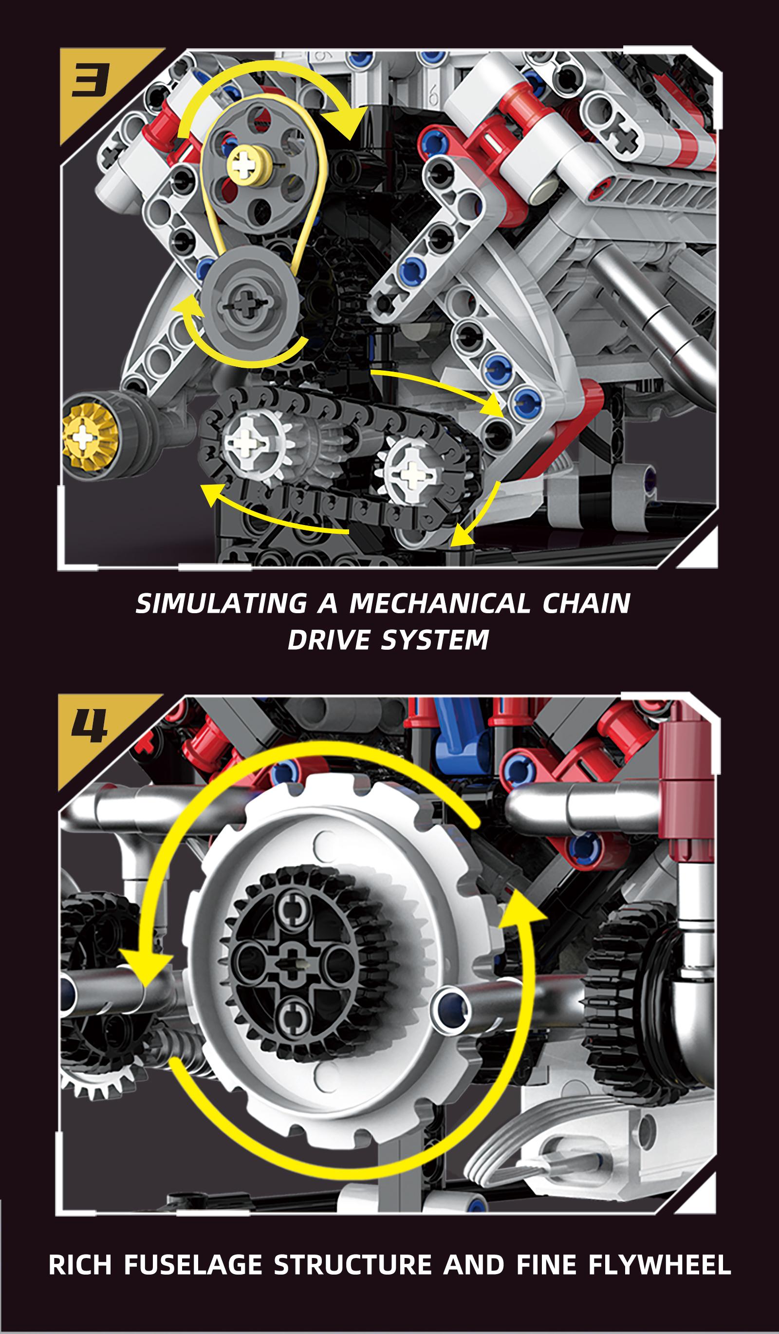 High-Performance V8 Engine Build Kit, Dynamic Transmission Model with Visible Gears, Stem Education Toy, Perfect Gift for Car Enthusiasts
