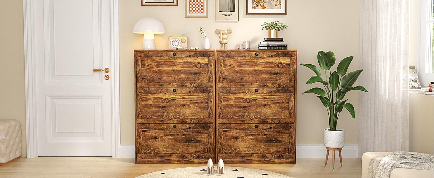 VOWNER Shoes Cabinet with Drawers for Narrow Entryway,Shoe Storage Cabinet Shoe Rack Organizer for Bedroom Living Room