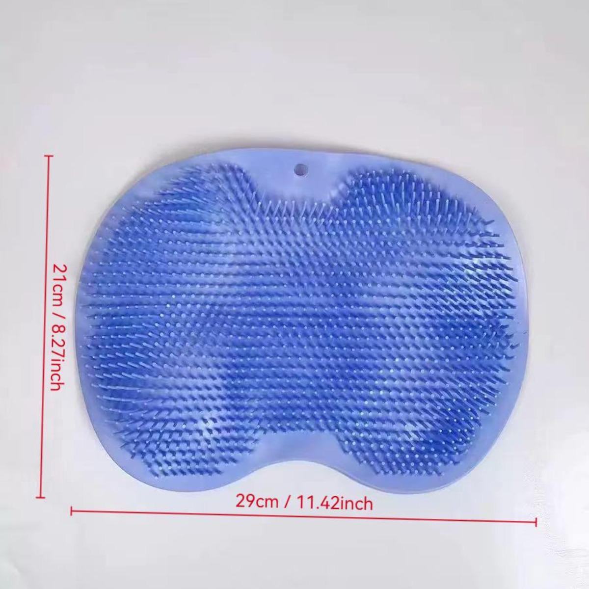 Hands-free shower foot and back scrubbing mat, with non-slip suction cup wall-mounted silicone bathroom foot washing mat, exfoliating, light beige, for feet