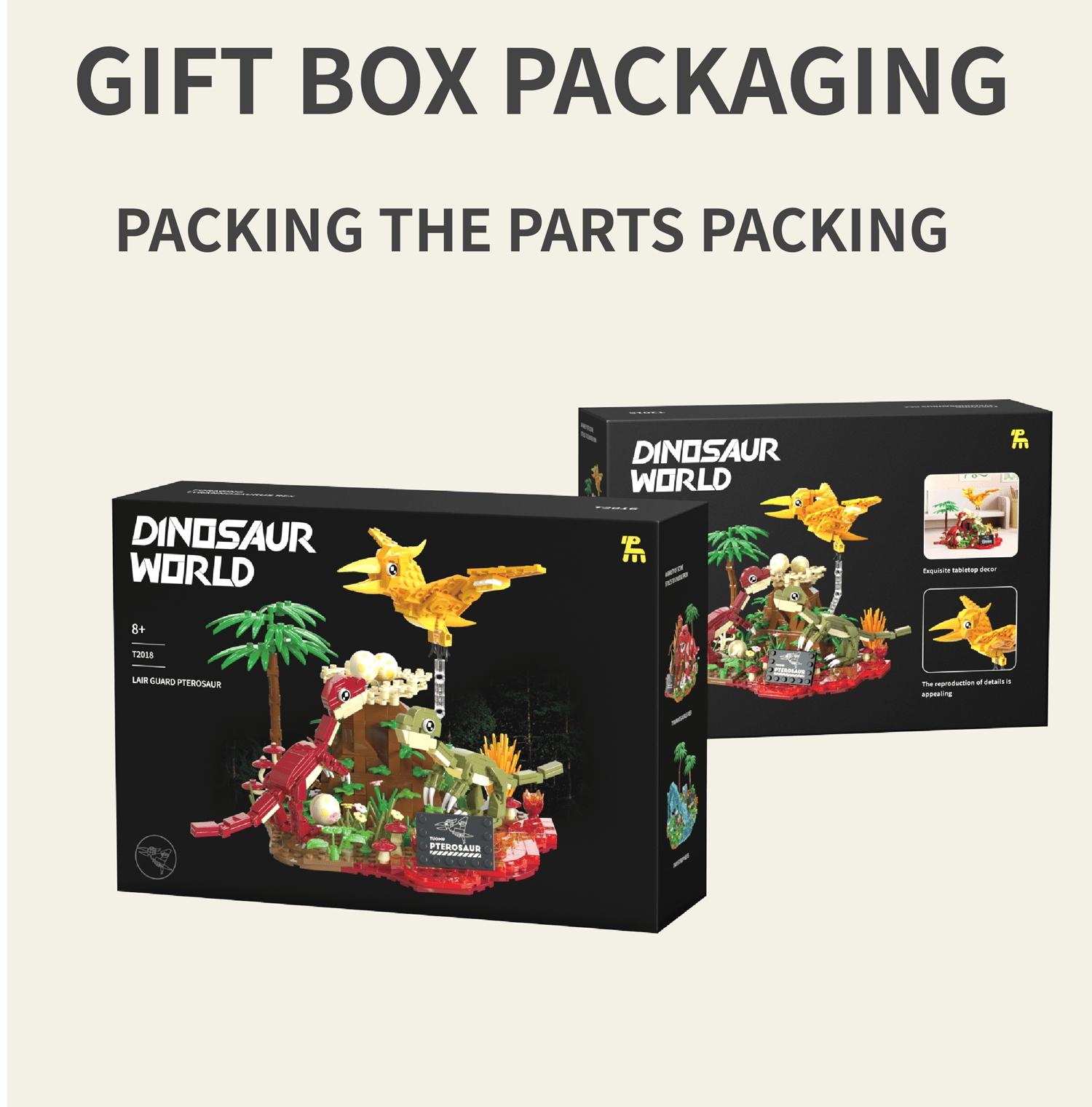 Dinosaur World Building Set, Pterosaur Bird Model DIY Creative Toy, Mini Brick Scene, Desk Decor, Fun Assembly Hobby, Gift for All Ages