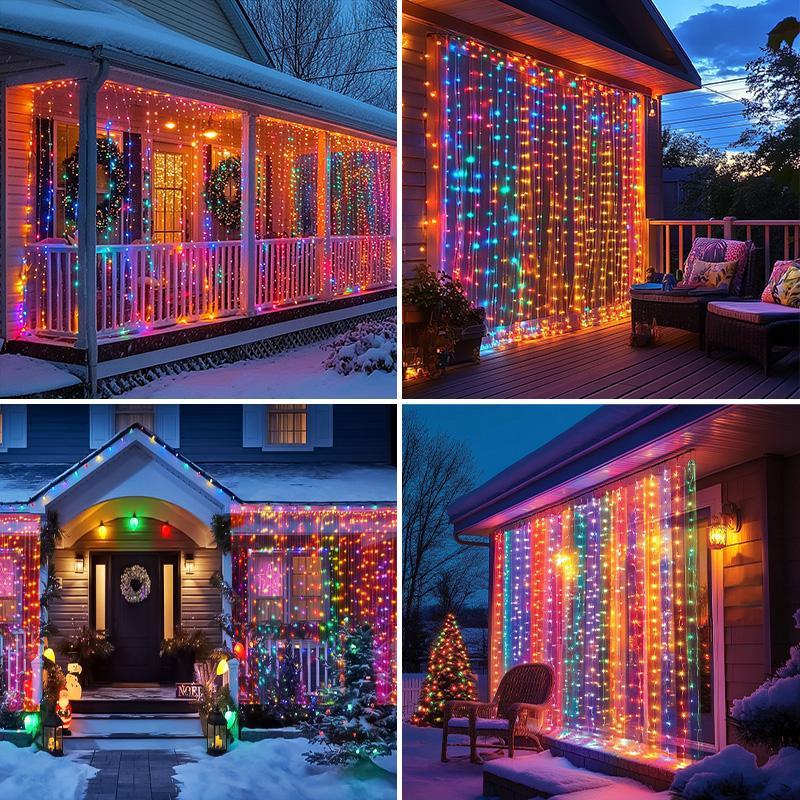 Solar Powered LED Curtain Light String, LED Light String with Remote Control & Timer, Solar Strip Lights, Adjustable Led Lights, Decorative Light for Home, Garden, Balcony, Garden Decorations