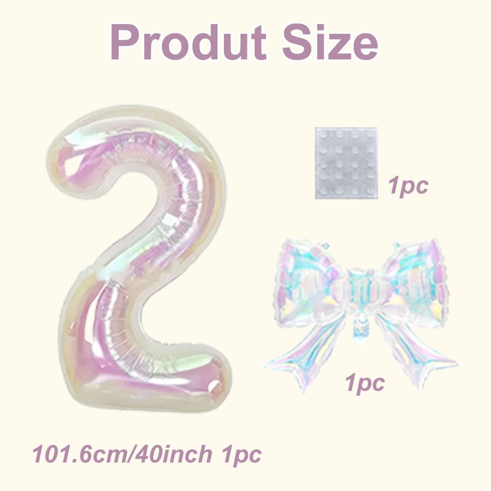 2pcs Large 40 Inch Transparent Rainbow Number Balloons, Party Decor for Graduation, Wedding, Baby Shower, Anniversary, Birthday
