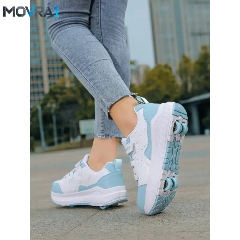 MOVRA1 Roller Skates, Shoes with Wheels, Upgrade Four-Wheel Stability, Detachable Wheels, Outdoor Skateboarding, Anti-Durable Sole, Pu Leather Rollerskates