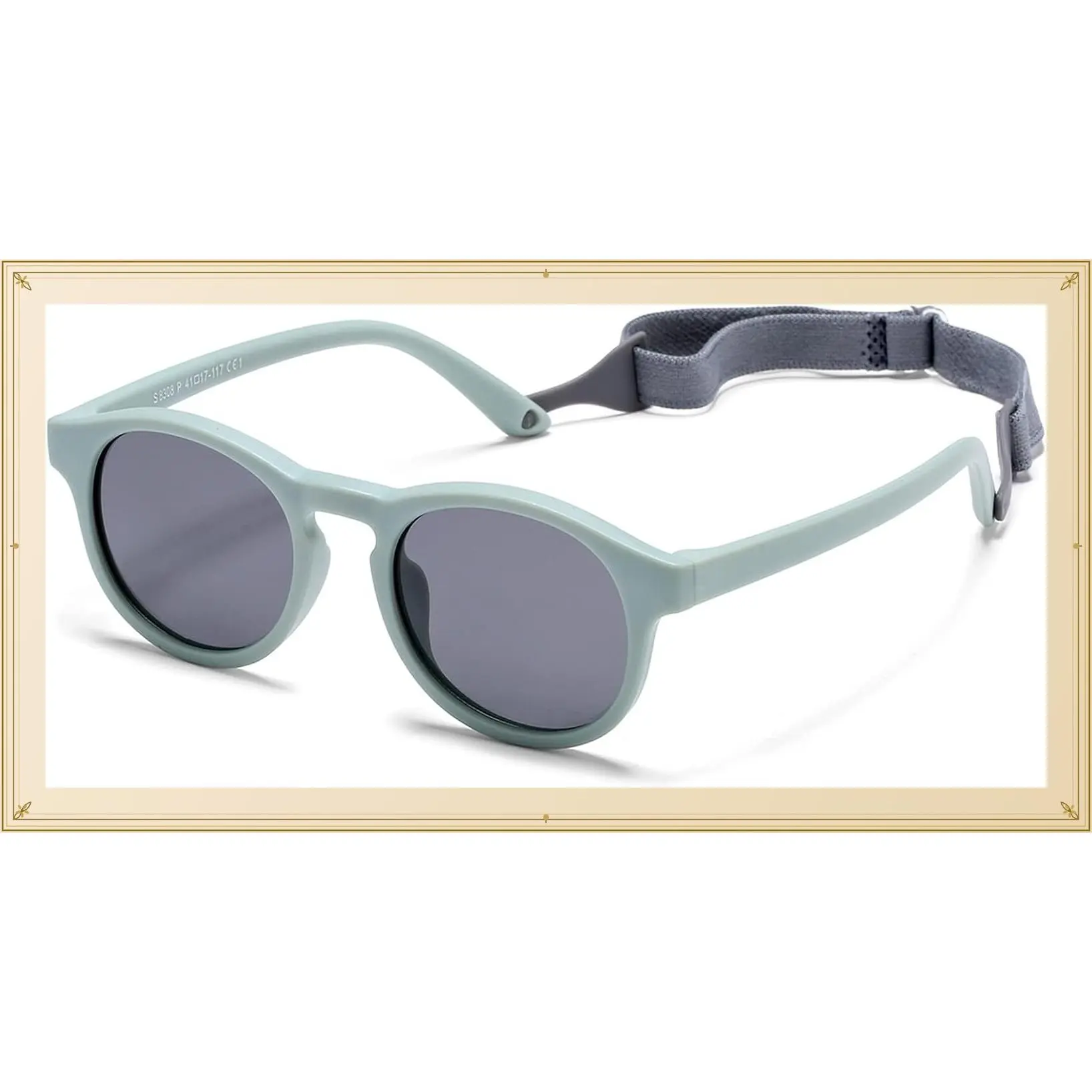 Polarized Baby Sunglasses for Toddler Boys Girls, TPEE Flexible Frame with Strap, for Infant Age 0-3Gift