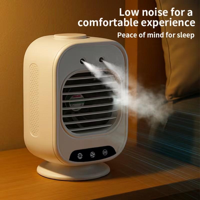 Portable Air Conditioner Humidifier, 3 Speed Settings, 2 Spray Modes, 280ML Water Tank, Cooling Fan, Ideal for Small Rooms, Hiking, Rotatable Function