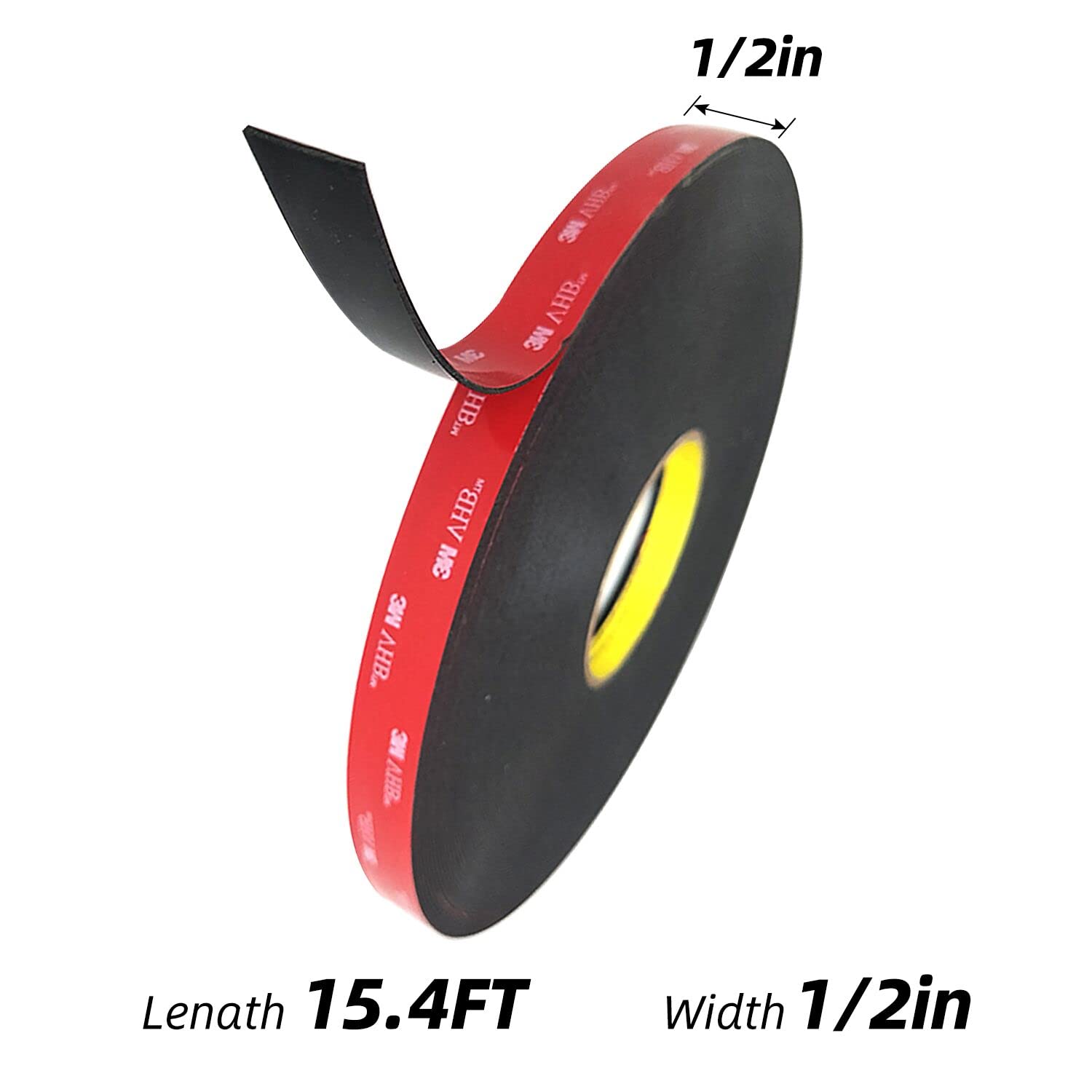Double Sided Mounting Tape, 5952 Heavy Duty  Adhesive 1/2" x15.4 FT for Indoor Outdoor, LED Strip Lights, Automotive Trim &  Office Decor,  & Industrial Grade