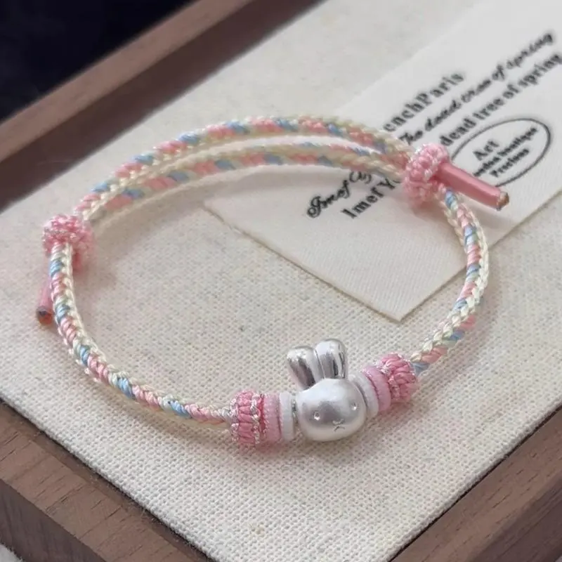 Miffy 999 Pure Silver Cute Woven Pure Silver Bracelet, A Gift for A Student Female Best Friend