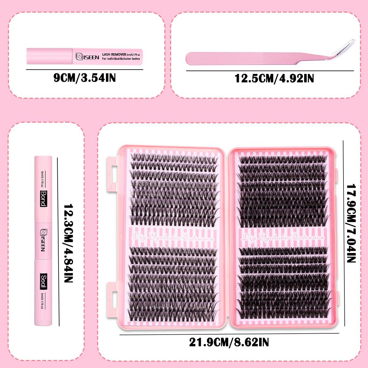 Natural Dense Eyelash Cluster Kit 30-80D/60-100D, Soft Long-Lasting Lashes, D Curl DIY Extension Set Includes Bond&Seal &Remove&Eyelash Tweezers，Easy at-Home DIY with Multiple Lengths Available, Eyelash Extensions