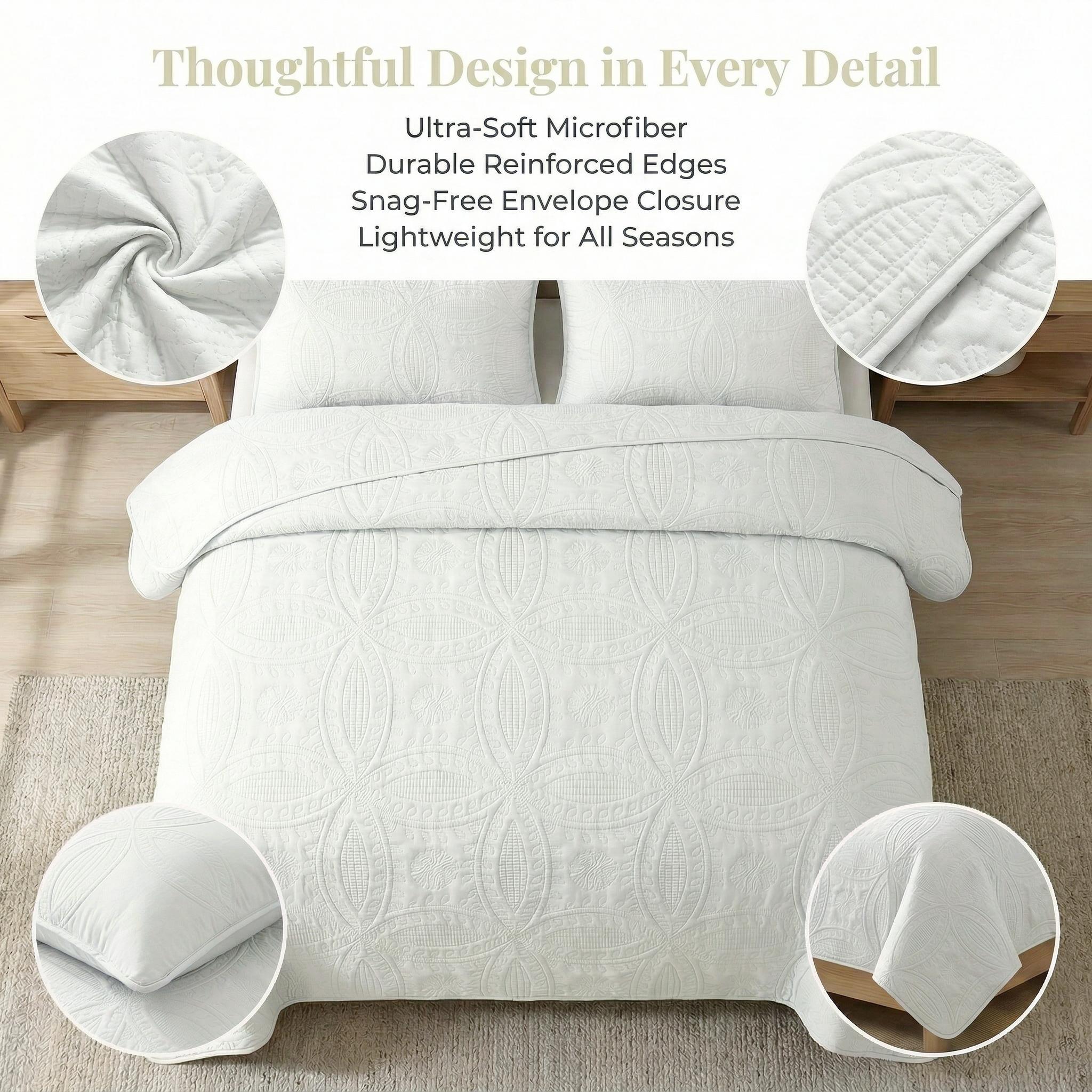 Ultrasonic 2/3-Piece Embossed Bedspread Coverlet Set – Lightweight All-Season Bedding, Soft Microfiber with Pillowcases, Machine Washable, Sizes Twin/Queen/King, bed accessories, All-Season suitable Gift aesthetic decor tiktokshopspringglowup