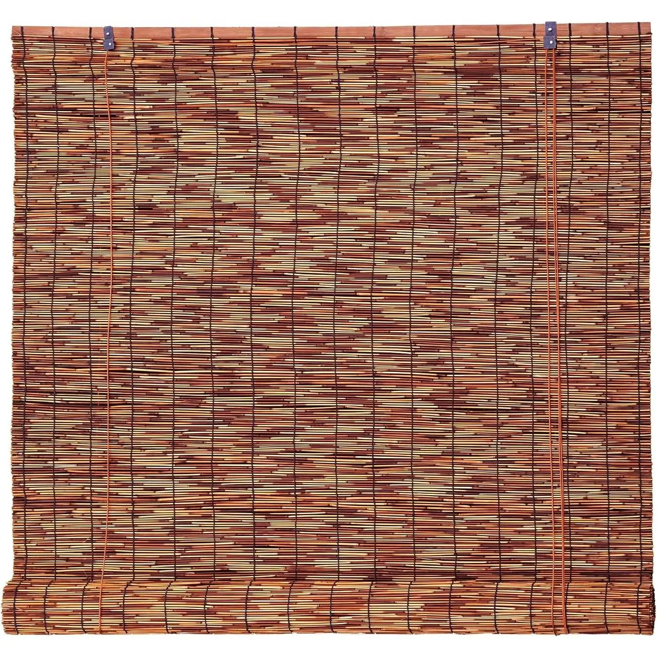 Brown Bamboo Reed Roller Shades, 48" W x 72" H, Outdoor Privacy Light Filtering Blinds for Patio Porch Windows