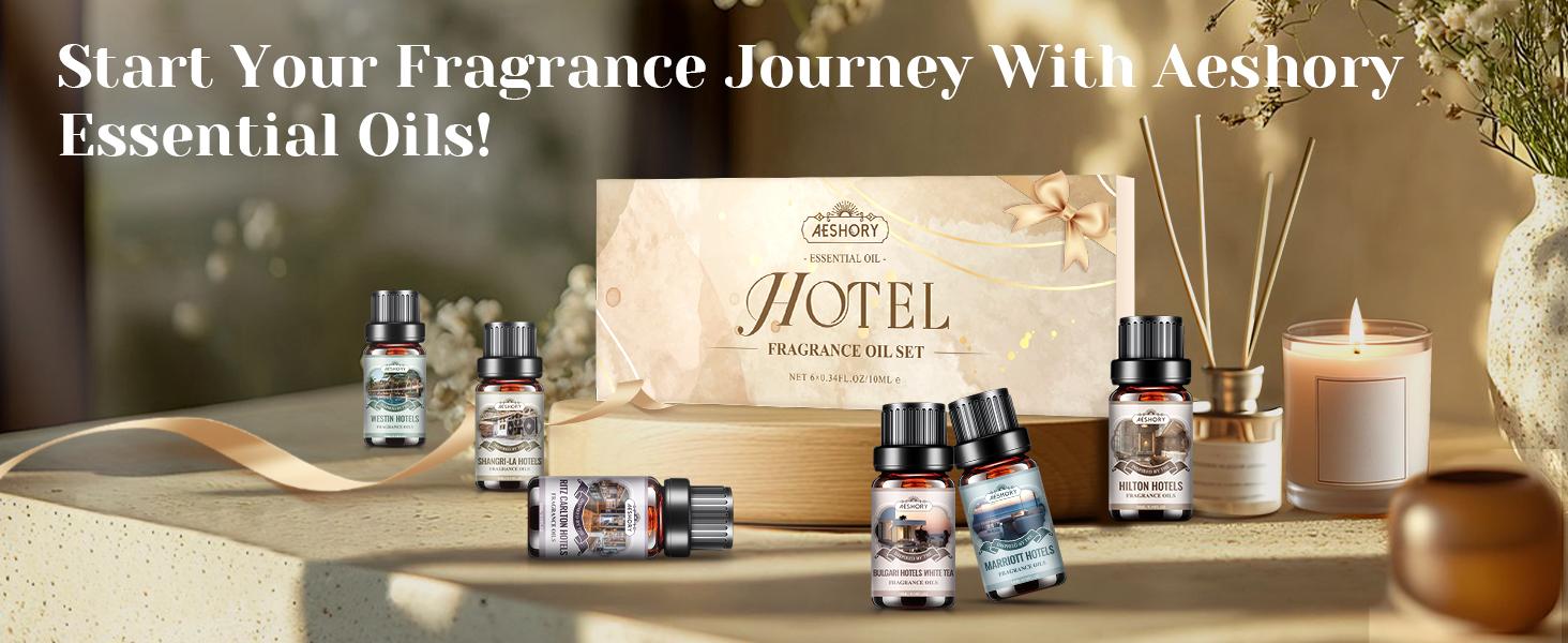 Hotel Scent Diffuser Oils Set – Transform Your Home Into a 5-Star Hotel | 6×10ml Luxury Oils  Upgraded Gift Set & Fireplace Diffuser Bundle Perfect Holiday & Housewarming Gift