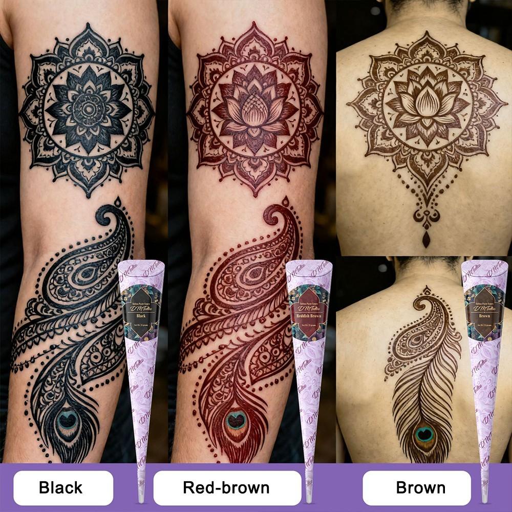 Plant Henna Temporary Tattoo Kit, DIY Tattoos, Natural Henna Drawing Gel, Gentle Low Irritation, Waterproof, Easy Application, Perfect for Weddings and Parties