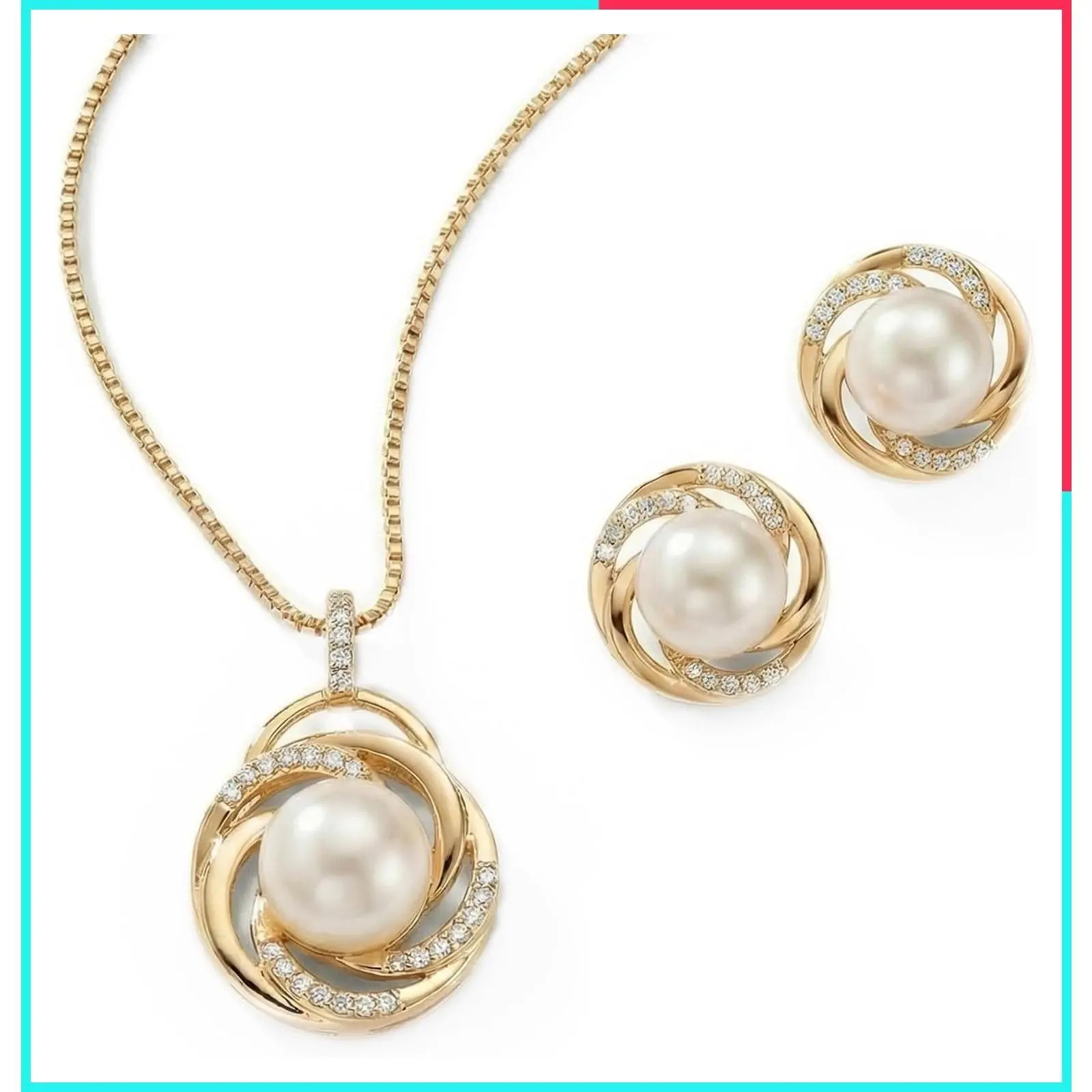 Freshwater Pearl Wedding Necklace and Earrings Set for Bride, Bridesmaid, Birthday Gift