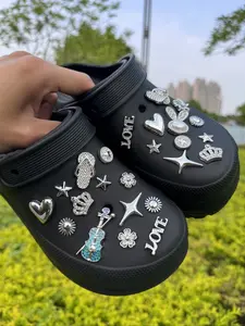 25 Piece Silver Color Fashion Violin Heart Star Crown Shoe Charms, DIY Creative Casual Accessories, Perfect Gift for Parties and Special Occasions