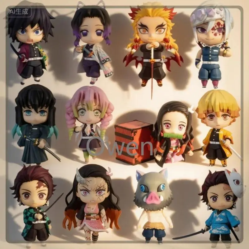Demon Slayer Kimetsu No Yaiba Nendoroid Style Figure Tanjiro Nezuko Zenitsu Inosuke Hashira & More PVC Anime Collectible Toy Set