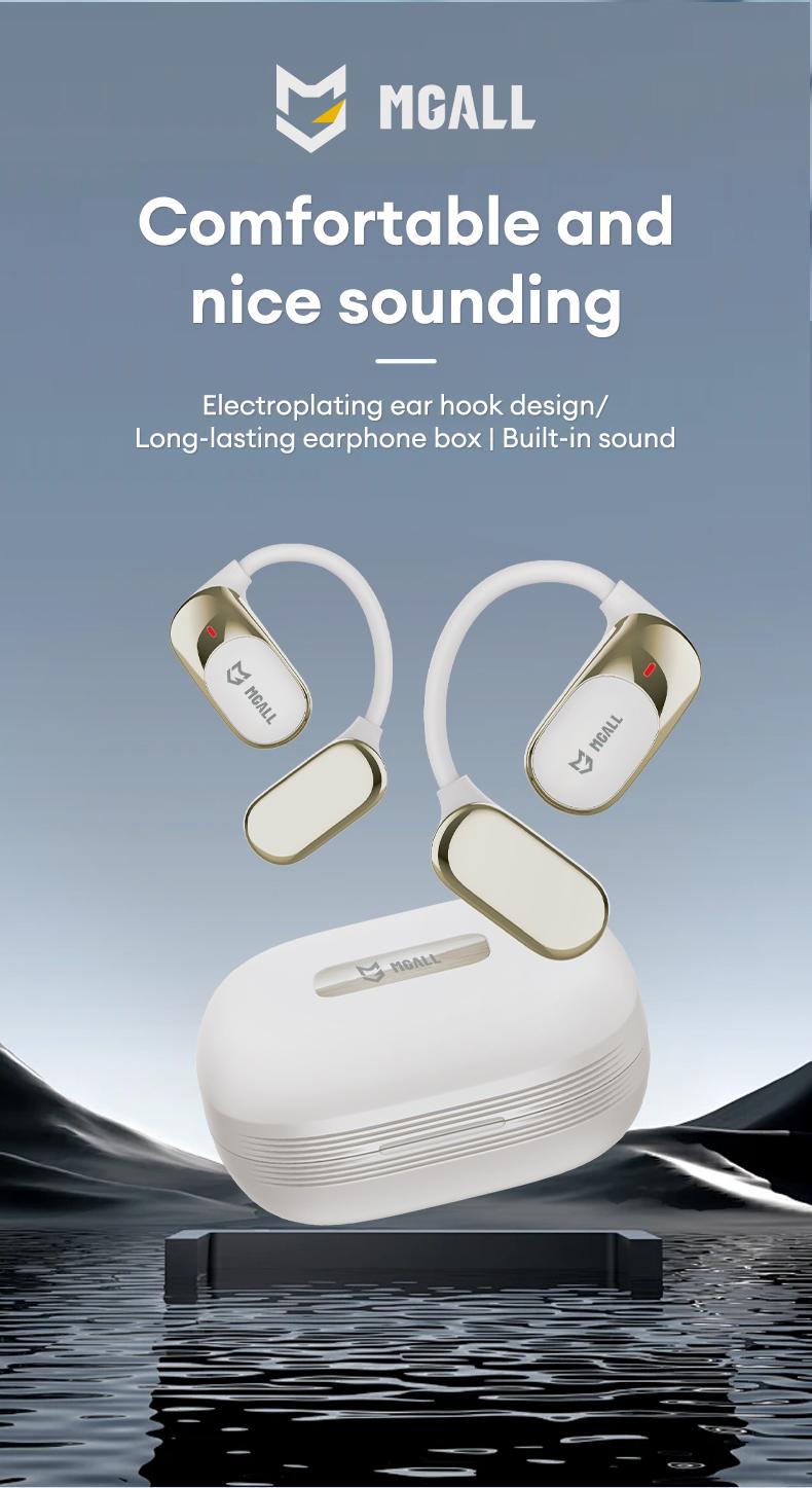 MGALL KC09 OWS Electronic Wireless Bluetooth Earbud Headset with 2025 New Bluetooth 6.0 for Faster, More Stable Connection & Lower Power Use, Comfortable & Luxurious Sound for Music & Phone Calls