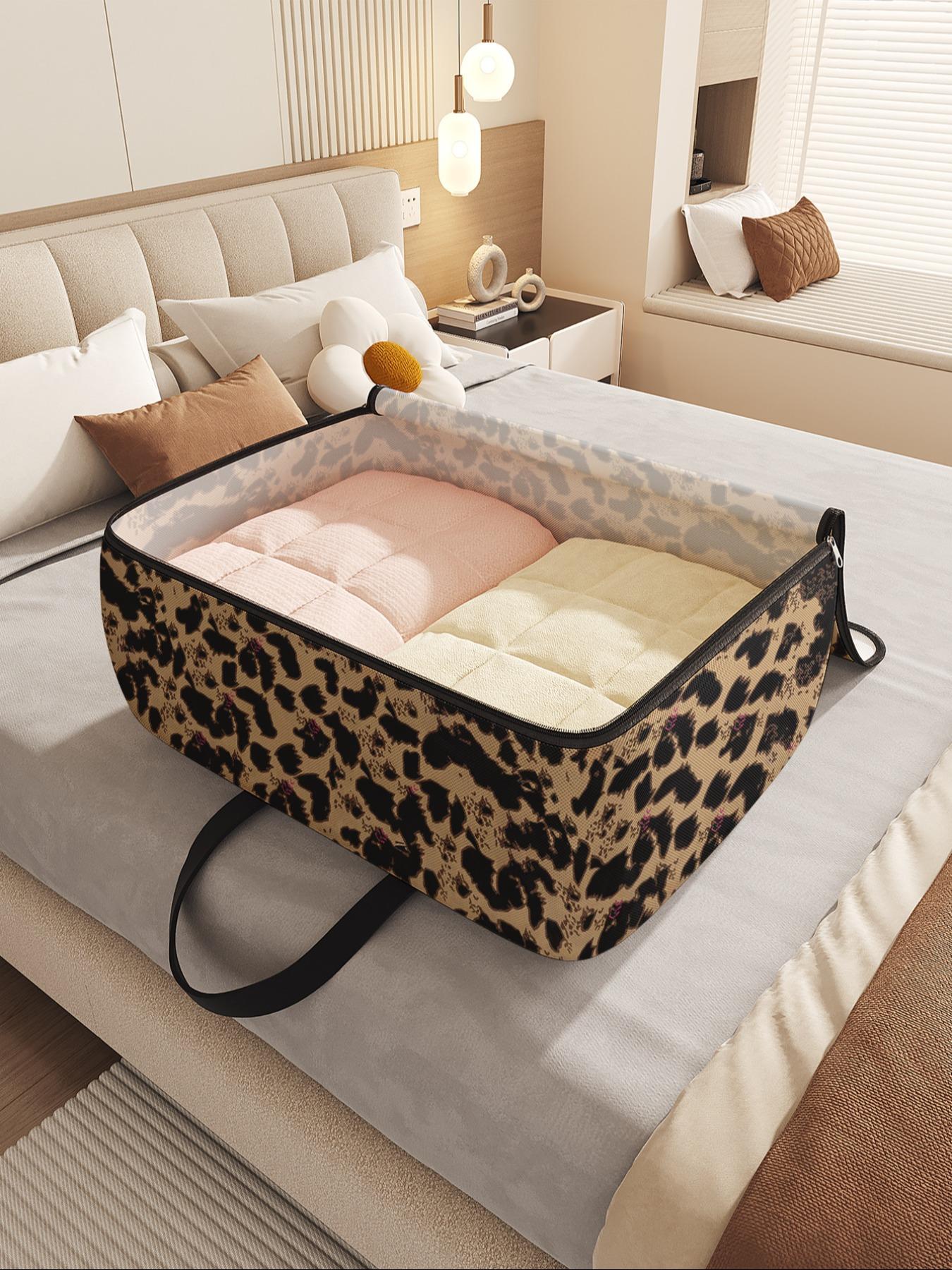Tiger Pattern Storage Box, Fabric Storage Organizer, Space-Saving Large Handheld Organizer, Ideal for Moving, Travel, Camping, Dormitory, Bedroom, Quilts