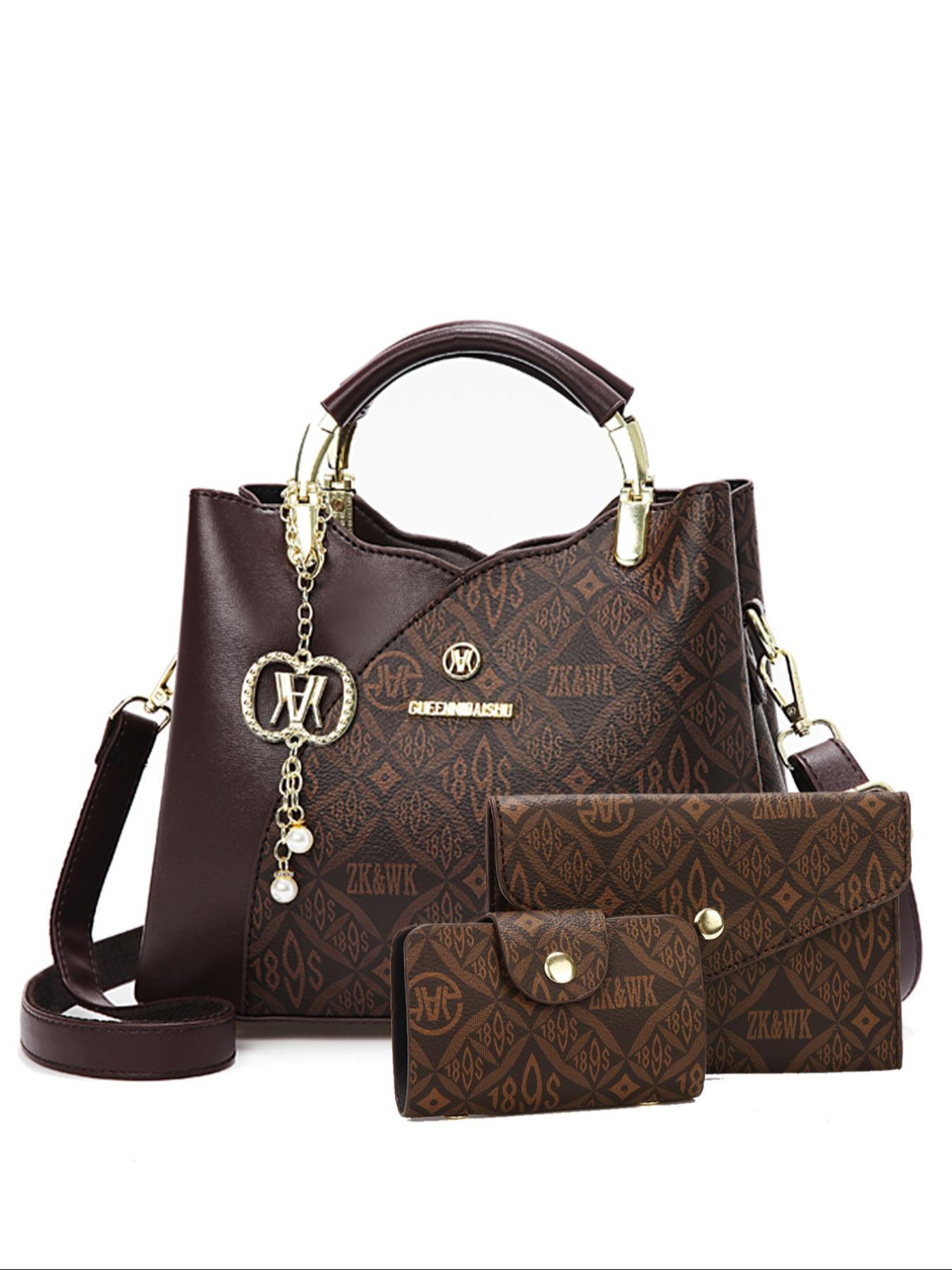 Classic Fashion Versatile Shoulder Bag, High-End Vintage Print Crossbody Backpack, Large Capacity Women's Bag, Casual Handbag Satchel, Casual Geometric Pattern