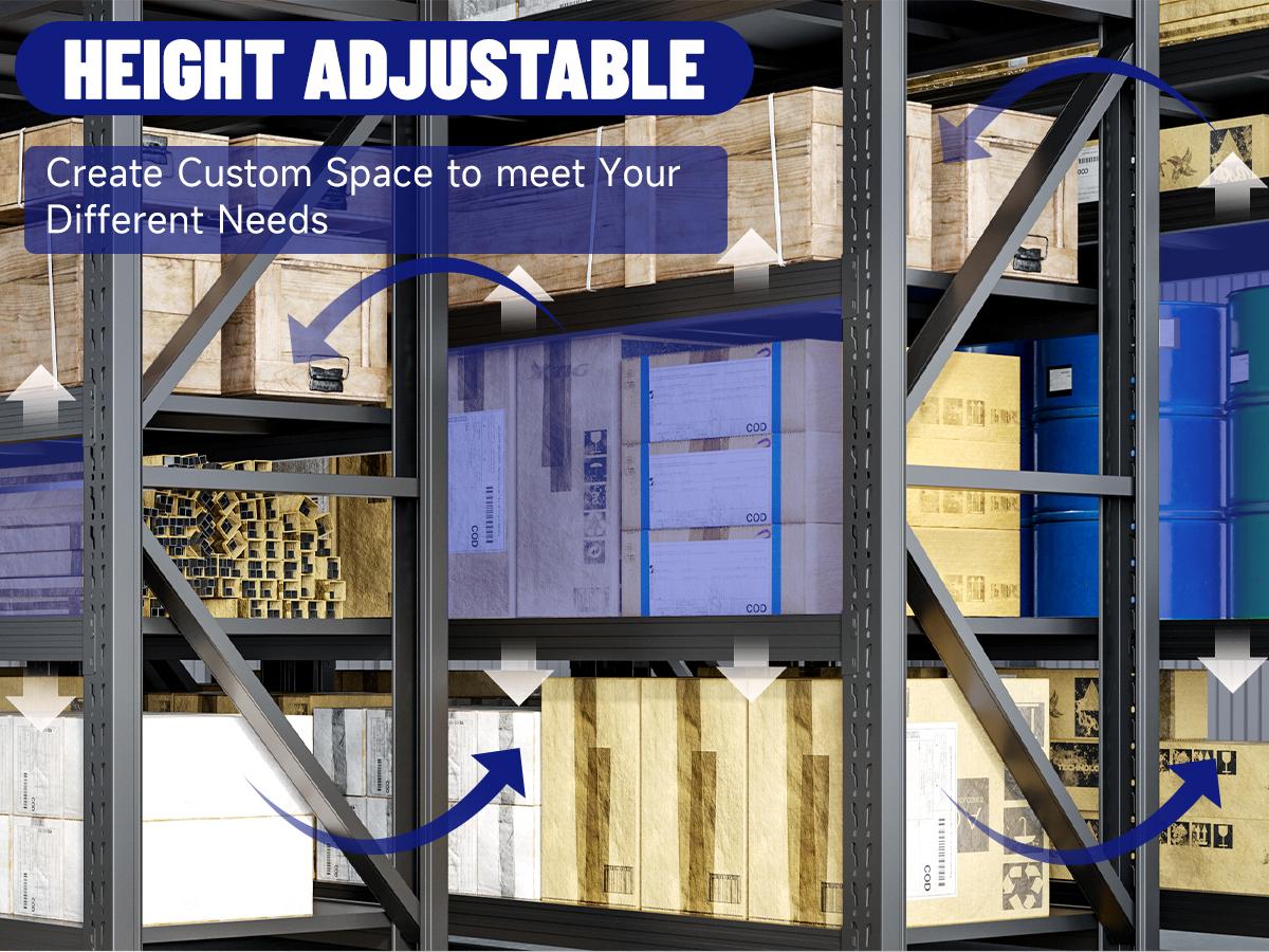 Letaya 71"W Metal Storage Shelves 5000LBS Heavy Duty Garage Shelving Units with Adjustable Shelves & Locking Pins for Warehouse Black Letaya 71"W Metal Storage Shelves 5000LBS Heavy Duty Garage Shelving Units with Adjustable Shelves & Locking Pins for Warehouse Black