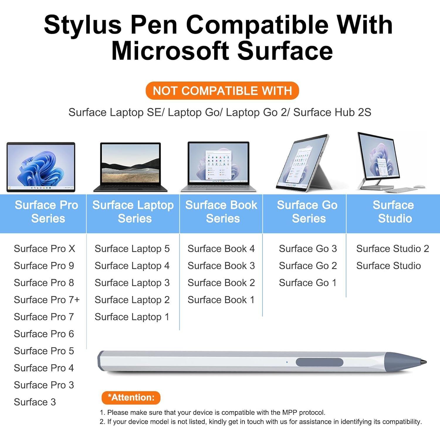Stylus Pen for  Surface Pro 11/10/9/X/8/7/6/5/4/3,Surface Go/Go2/Go3,Book3/2/1,Surface Laptop/Studio ()