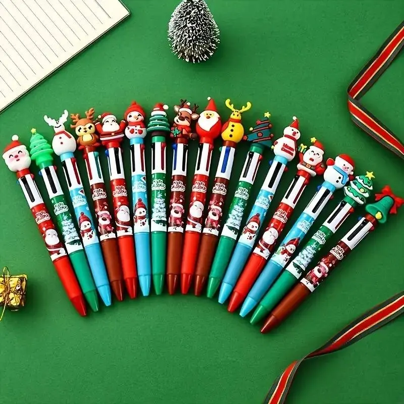 16pcs Christmas Ballpoint Pens – Santa, Reindeer, Snowman & Tree Designs, Retractable Medium Point, Xmas Office Pens, Cute Christmas Stationery, Holiday Party Favors, Bulk Christmas Gifts for Kids, Teens & Adults
